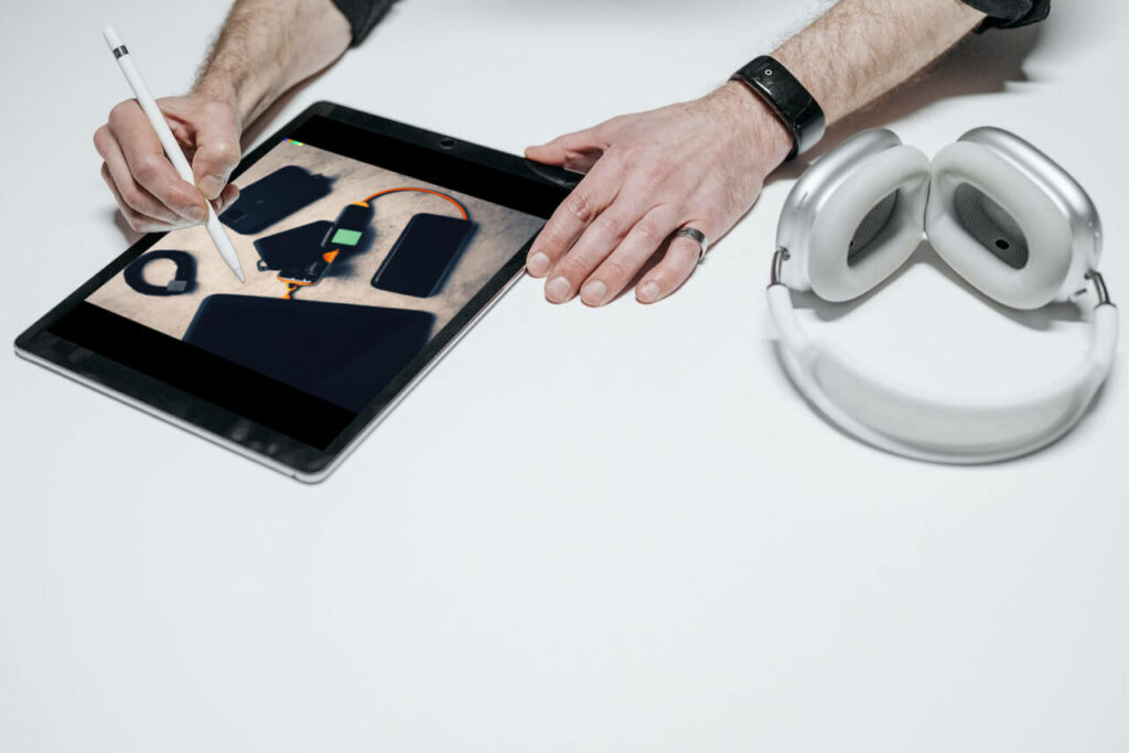 man uses an iPad Pro to design the tech that will make that same iPad obsolete